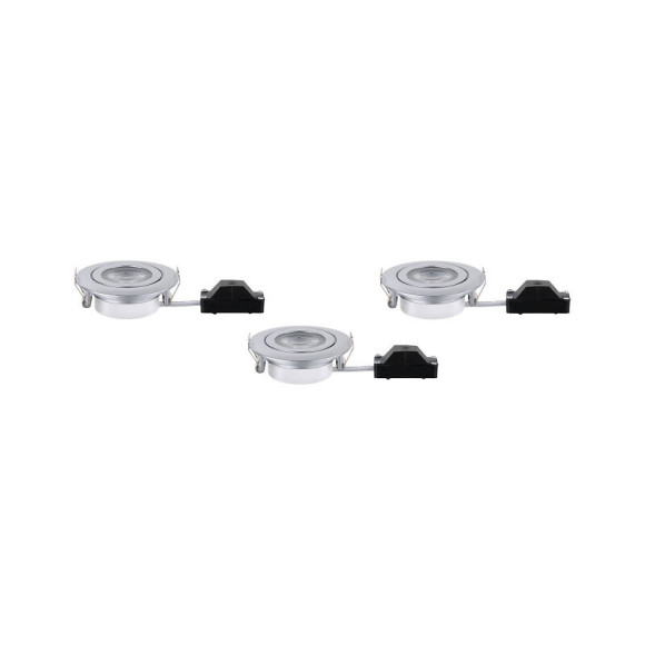 Kit de 3 spots LED orientables ronds Paulmann -  IP20 - 3x4.8W - 3000K - Chromé mat