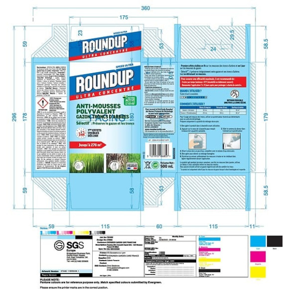 ROUNDUP Anti-mousses Concentré Gazon et Troncs d'Arbres 500 ml