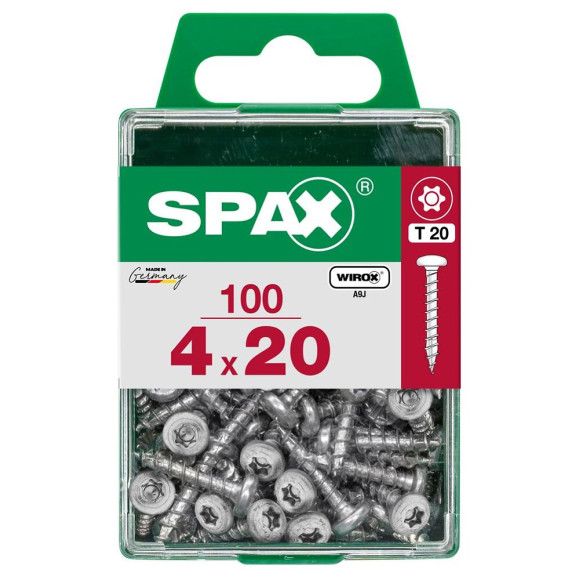 Lot De 100 Vis Acier Tête Ronde Torx Spax Diam.4 Mm X L.20 Mm