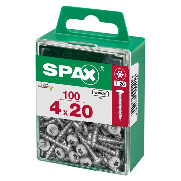 Lot De 100 Vis Acier Tête Ronde Torx Spax Diam.4 Mm X L.20 Mm