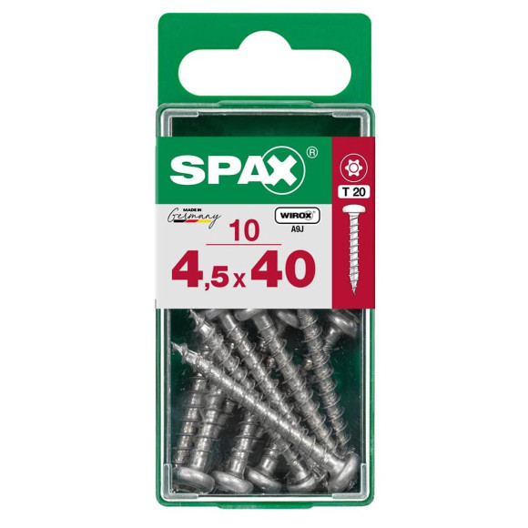 Lot De 10 Vis Acier Tête Ronde Pozidriv Spax Diam.4.5 Mm X L.40 Mm