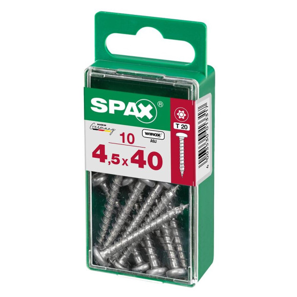 Lot De 10 Vis Acier Tête Ronde Pozidriv Spax Diam.4.5 Mm X L.40 Mm