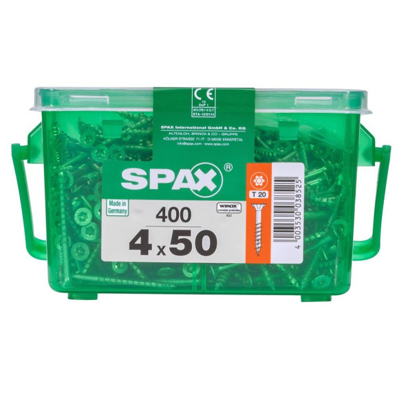 Lot De 400 Vis Acier Tête Fraisée Torx Spax Diam.4 Mm X L.50 Mm