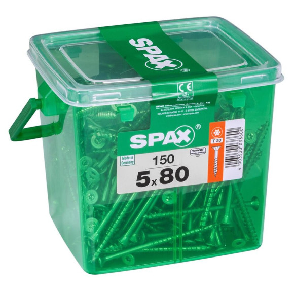 Lot De 150 Vis Acier Tête Fraisée Torx Spax Diam.5 Mm X L.80 Mm