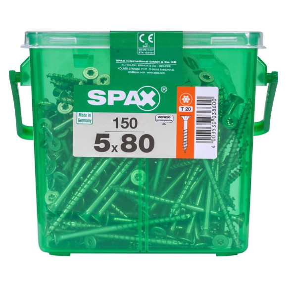 Lot De 150 Vis Acier Tête Fraisée Torx Spax Diam.5 Mm X L.80 Mm