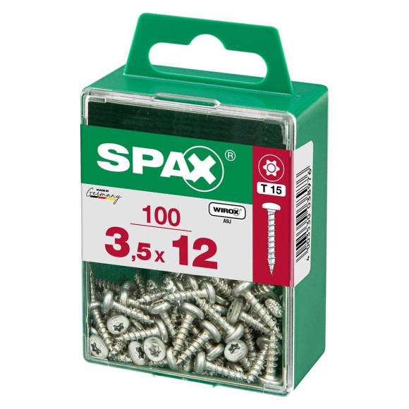 Lot De 100 Vis Acier Tête Ronde Torx Spax Diam.3.5 Mm X L.12 Mm