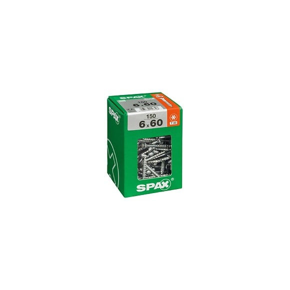 Lot De 150 Vis Acier Tête Fraisée Torx Spax Diam.6 Mm X L.60 Mm