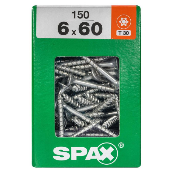 Lot De 150 Vis Acier Tête Fraisée Torx Spax Diam.6 Mm X L.60 Mm