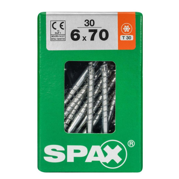 Lot De 30 Vis Acier Tête Fraisée Torx Spax Diam.6 Mm X L.70 Mm