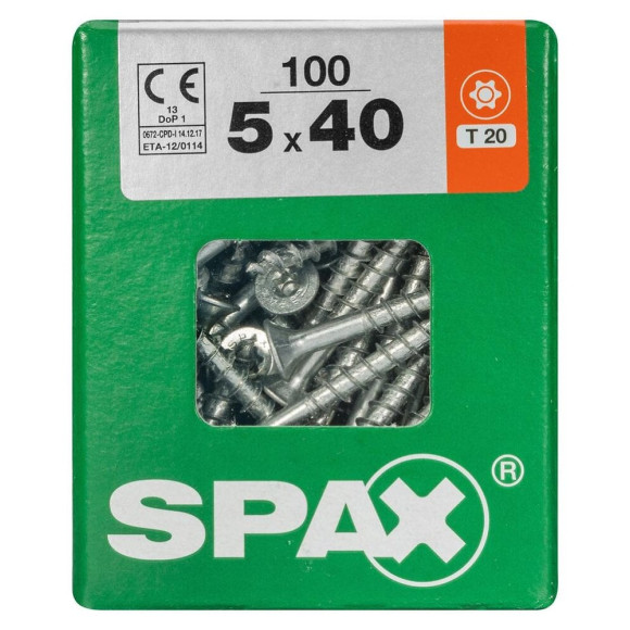 Lot De 100 Vis Acier Tête Fraisée Torx Spax Diam.5 Mm X L.40 Mm