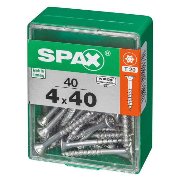 Lot De 40 Vis Acier Tête Autofraisée Plate Spax Diam.4 Mm X L.40 Mm