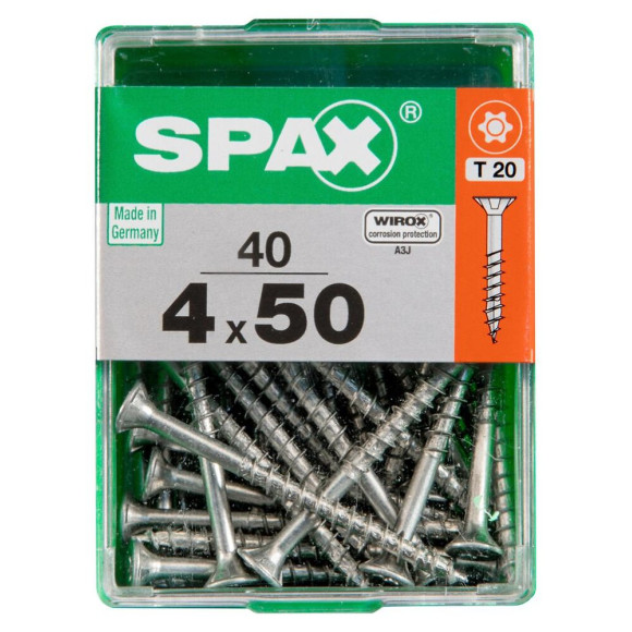 Lot De 40 Vis Acier Tête Autofraisée Plate Spax Diam.4 Mm X L.50 Mm