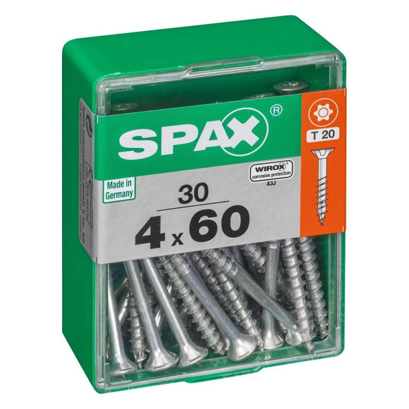 Lot De 30 Vis Acier Tête Autofraisée Plate Spax Diam.4 Mm X L.60 Mm