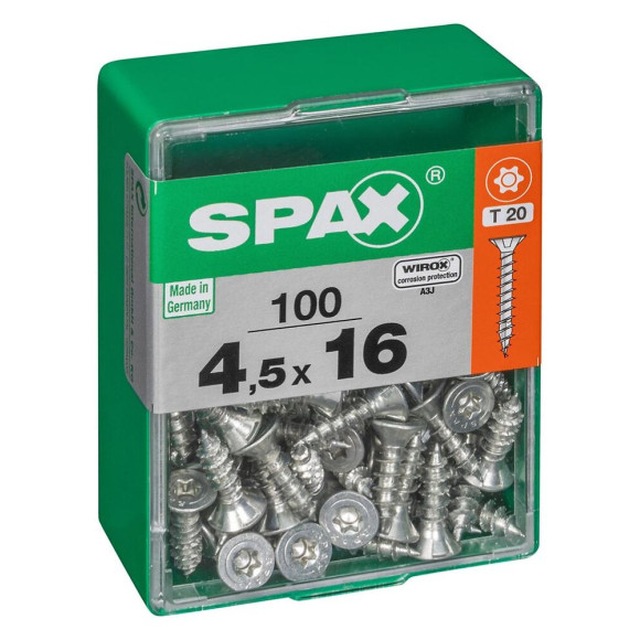 Lot De 100 Vis Acier Tête Autofraisée Plate Spax Diam.4.5 Mm X L.16 Mm