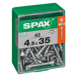 Lot De 40 Vis Acier Tête Autofraisée Plate Spax Diam.4.5 Mm X L.35 Mm