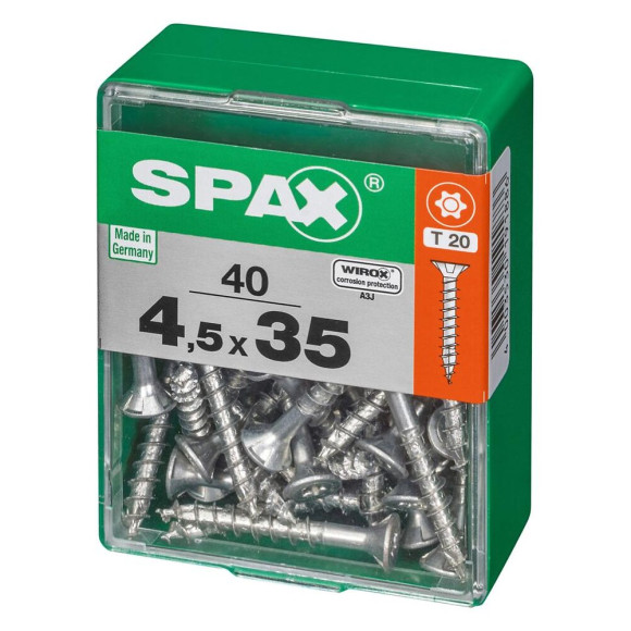 Lot De 40 Vis Acier Tête Autofraisée Plate Spax Diam.4.5 Mm X L.35 Mm