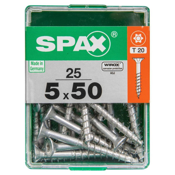 Lot De 25 Vis Acier Tête Autofraisée Plate Spax Diam.5 Mm X L.50 Mm