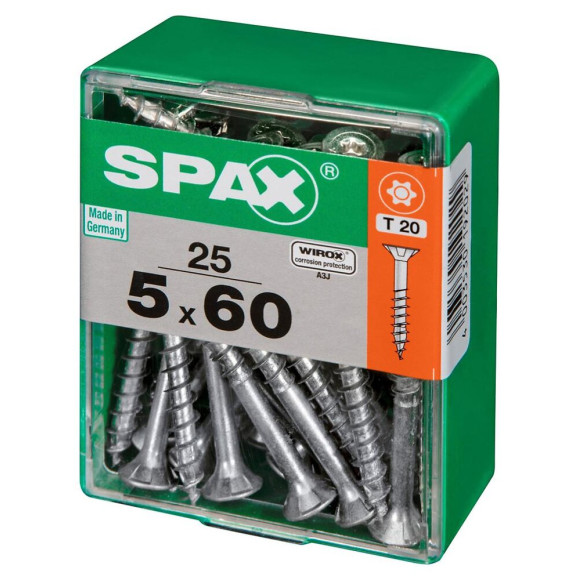 Lot De 25 Vis Acier Tête Autofraisée Plate Spax Diam.5 Mm X L.60 Mm