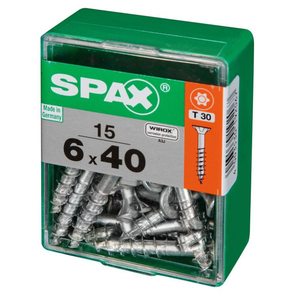 Lot De 15 Vis Acier Tête Autofraisée Plate Spax Diam.6 Mm X L.40 Mm