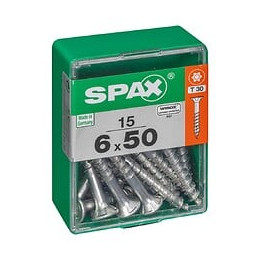 Lot De 15 Vis Acier Tête Autofraisée Plate Spax Diam.6 Mm X L.50 Mm