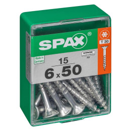 Lot De 15 Vis Acier Tête Autofraisée Plate Spax Diam.6 Mm X L.50 Mm