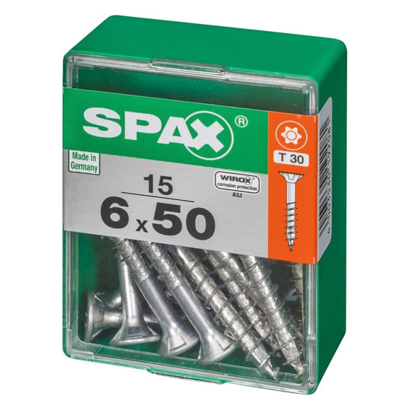 Lot De 15 Vis Acier Tête Autofraisée Plate Spax Diam.6 Mm X L.50 Mm