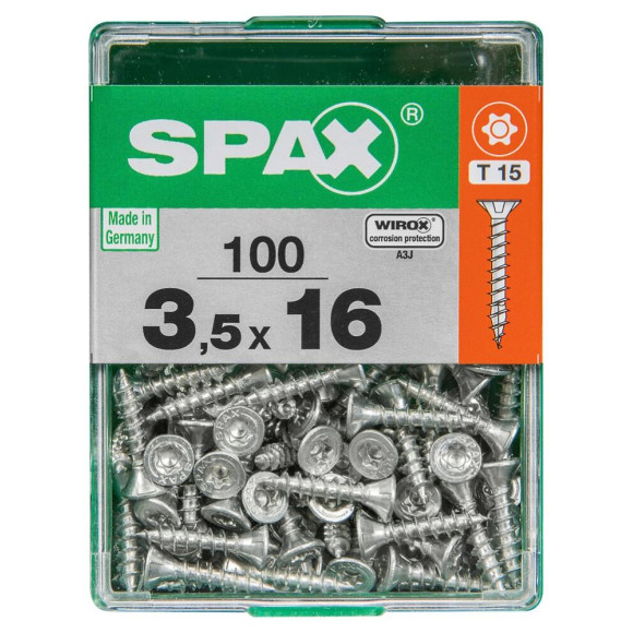 Lot De 100 Vis Acier Tête Autofraisée Plate Spax Diam.3.5 Mm X L.16 Mm