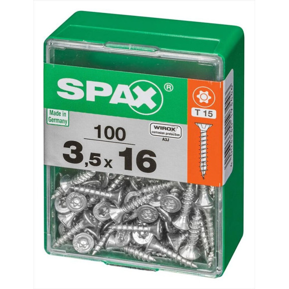 Lot De 100 Vis Acier Tête Autofraisée Plate Spax Diam.3.5 Mm X L.16 Mm