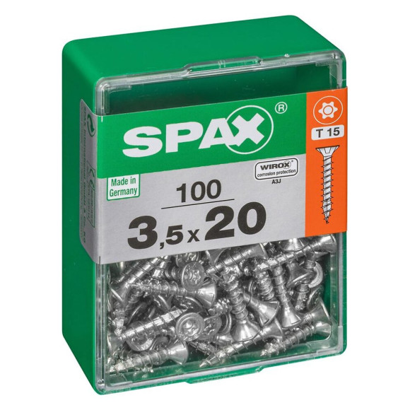 Lot De 100 Vis Acier Tête Autofraisée Plate Spax Diam.3.5 Mm X L.20 Mm