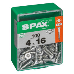 Lot De 100 Vis Acier Tête Autofraisée Plate Spax Diam.4 Mm X L.16 Mm