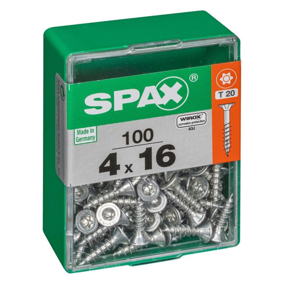 Lot De 100 Vis Acier Tête Autofraisée Plate Spax Diam.4 Mm X L.16 Mm