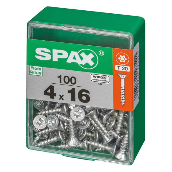 Lot De 100 Vis Acier Tête Autofraisée Plate Spax Diam.4 Mm X L.16 Mm