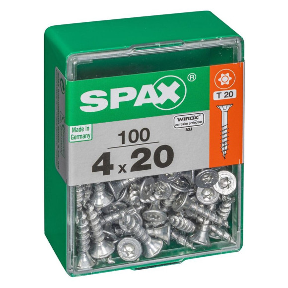 Lot De 100 Vis Acier Tête Autofraisée Plate Spax Diam.4 Mm X L.20 Mm