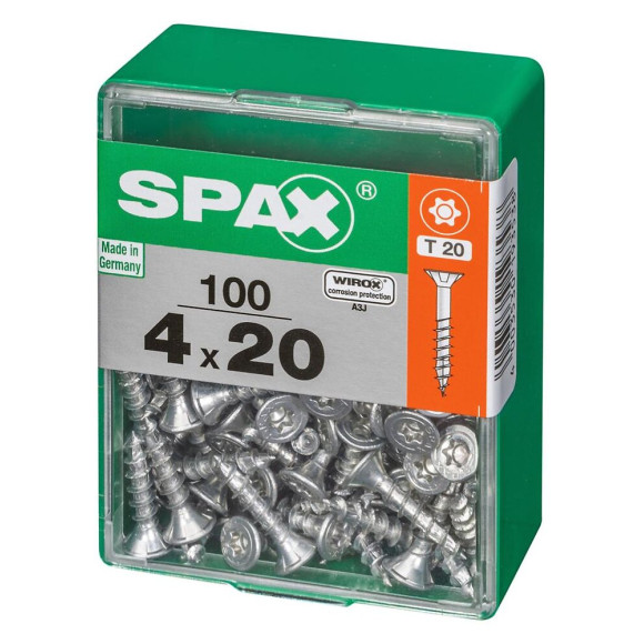 Lot De 100 Vis Acier Tête Autofraisée Plate Spax Diam.4 Mm X L.20 Mm