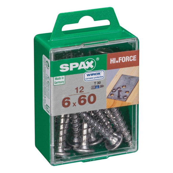 Lot De 12 Vis Acier Tête Fraisée Bombée Torx Spax Diam.6 Mm X L.60 Mm