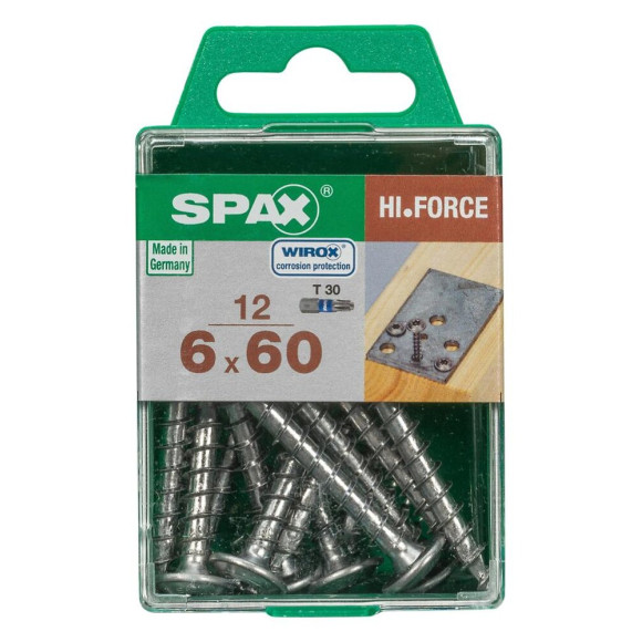 Lot De 12 Vis Acier Tête Fraisée Bombée Torx Spax Diam.6 Mm X L.60 Mm