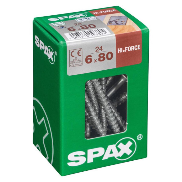 Lot De 24 Vis Acier Tête Fraisée Bombée Torx Spax Diam.6 Mm X L.80 Mm