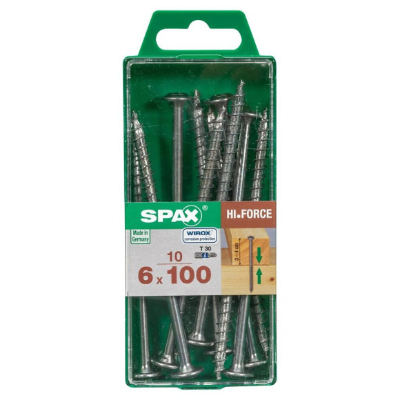 Lot De 10 Vis Acier Tête Fraisée Bombée Torx Spax Diam.6 Mm X L.100 Mm