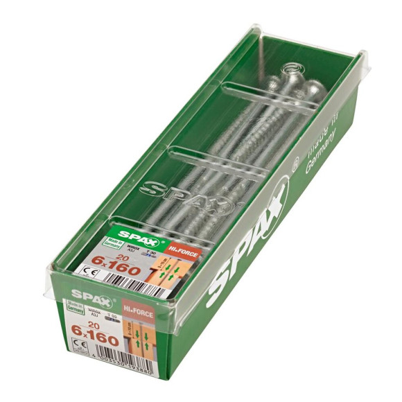 Lot De 20 Vis Acier Tête Fraisée Bombée Torx Spax Diam.6 Mm X L.160 Mm