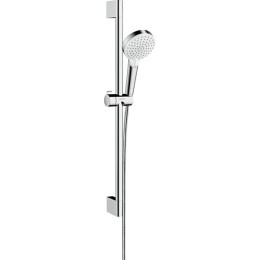 Ensemble de douche Crometta Vario 100 Ecosmart Hansgrohe - avec barre Unica'C - Flexible 160mm - 2 jets - Blanc/Chromé