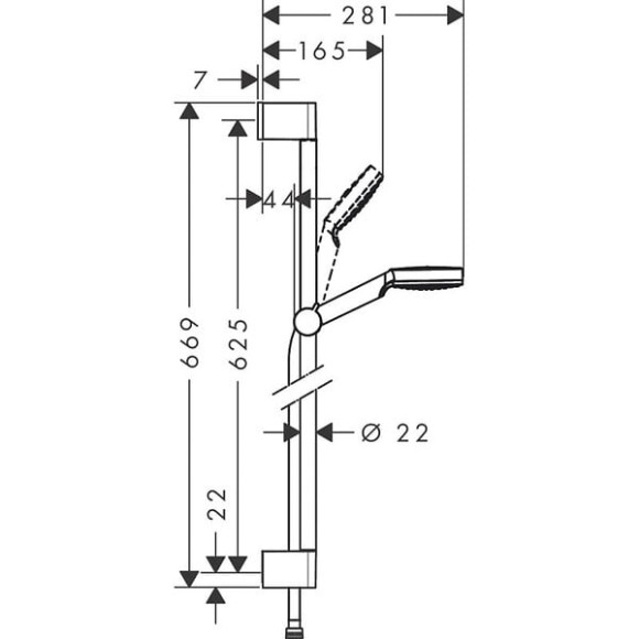 Ensemble de douche Crometta 100 Hansgrohe - avec barre Unica'C - Flexible 160cm - 1 jet - Blanc/Chromé