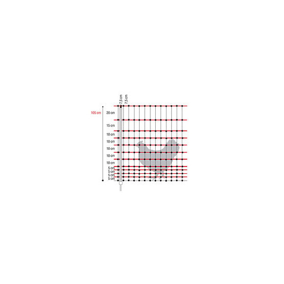 Filet volaille électrifiable simple pointe - 50m 105cm