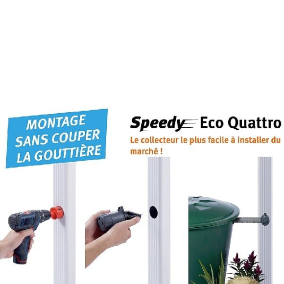 Collecteur eau de pluie Speedy Eco QUATTRO carré gris (sans découpe de gouttière) - GARANTIA