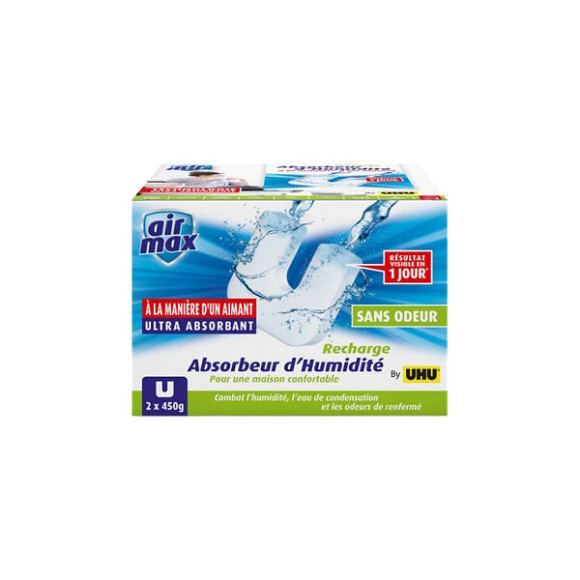 Lot de 2 recharges pour absorbeur d'humidité Airmax by UHU - 2x450g - 34848