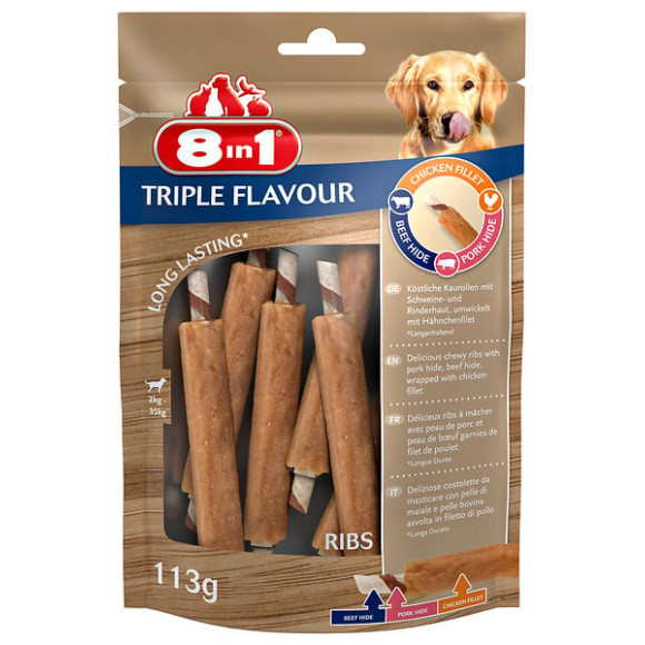 8in1 tripleflavour ribs 113g pour chien