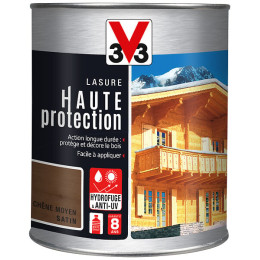 Lasure bois Haute protection Satin Chêne moyen Pot 1l