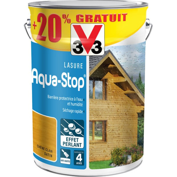 Lasure aqua-stop chêne clair 5L+20%