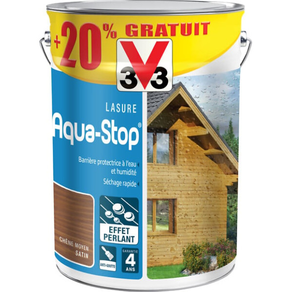 Lasure aqua-stop chêne moyen 5L+20%