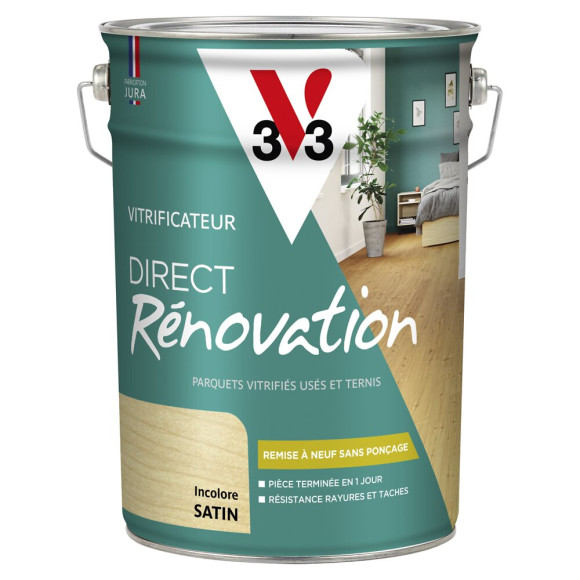 Vitrificateur direct rénovation - Incolore - Satin - 5L