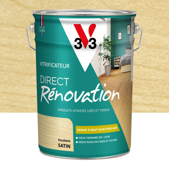 Vitrificateur direct rénovation - Incolore - Satin - 5L